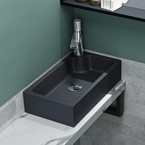 Vasque évier de salle de bain haut de gamme gris noir mat 46cm Col101