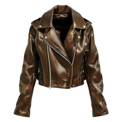 Women’s Dark Chocolate Brown Genuine Sheepskin Crossover Stylish Lapel Collar