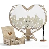 Eirolace Set di Decorazioni per Matrimoni a Cuore in Legno con 100 Cuori in Legno Scatola Portaoggetti 1 Pennarelli, Libro degli Ospiti di Nozze Cuore, Regali per Gli Amici Decorazione Matrimonio
