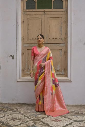 Generic yellow banarasi silk saree – image 4