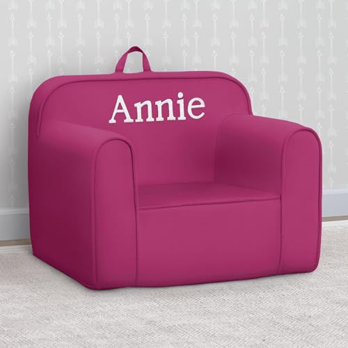 Image of Delta Children Personalized Cozee Chair - Customize with Name - Foam Kids Chair for Ages 18 Months and Up, Hot Pink