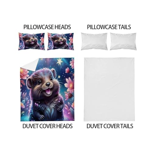 Housse de couette King en microfibre douce avec impression 3D animaux et ses taies - 4