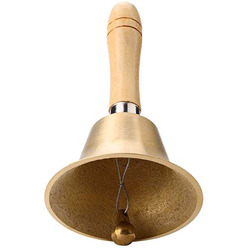 Extra Loud Solid Brass Hand Call Bell with Handle for Service Dinner Wedding Games Diameter 3.2
