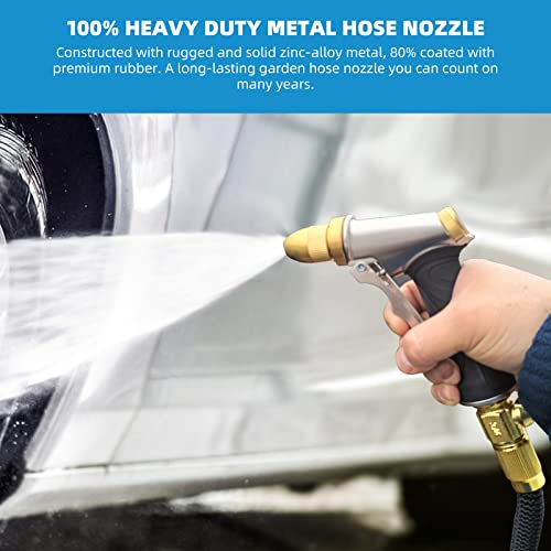 Garden Hose Nozzle-100% Heavy Duty Metal Hand Sprayer Nozzles, 4 Watering Modes Metal Garden Sprayer, Soft Rubber Handle Garden Sprayer, For Watering Lawn, Car Washing, Showering Pets #TOP4