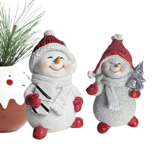 Décorations De Noël En Forme De Bonhomme De Neige - 2 Figurines Pièce Maîtresse Ornements En Résine | Décorations de Table Bonhomme de Neige - Pour Bureau Bureau Maison Hiver Table Étagère Manteau De