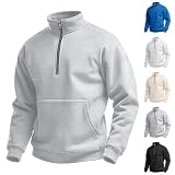 Half Zip Pullover Men Lightweight Waffle Long Sleeve Shirts Casual Comfy Mock Neck Sweatshirt with Pocket Polos Quarter Zip Pullover Big and Tall Sweaters for Men Fleece Pullover Winter Clothes
