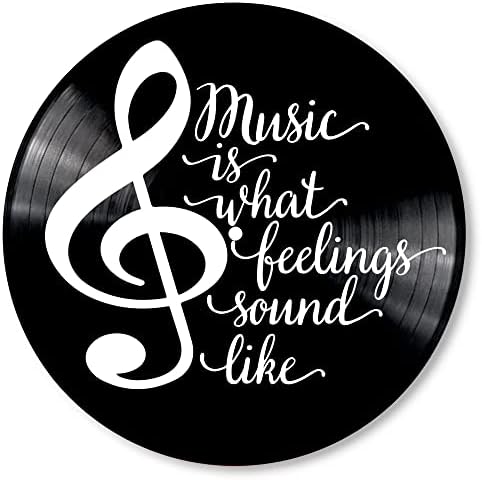 Music is What Feelings Sound Like Inspirational Quote on a REAL Repurposed Vintage Vinyl Record Album