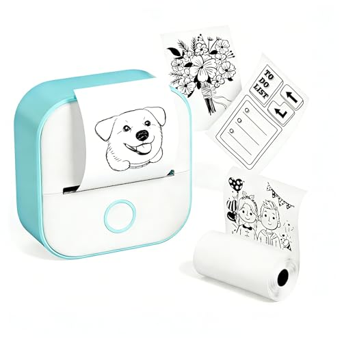 Image of Memoqueen Mini Sticker Printer, T02 Thermal Print Pods Mini Printer Sticker Maker Machine, Gift for Valentine, Birthday, Impresora Portatil, Diaries, Memos, Photo, Compatible with iOS & Android