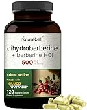 NatureBell Dihydroberberine with Berberine HCl - 120 Vegetarian Capsules - 500mg Dual Action Complex with GlucoVantage for High Absorption - Balanced Sugar & Heart Health Support*