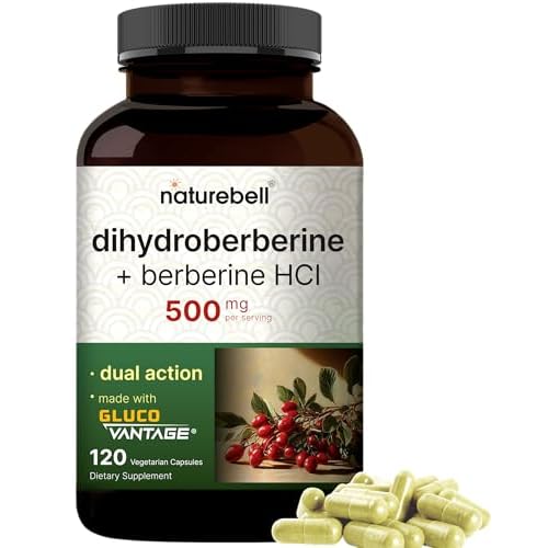 NatureBell Dihydroberberine with Berberine HCl 500mg, 120 Veggie Capsules | 5X Better Absorbed with GlucoVantage | Supports Balanced Sugar Levels & He