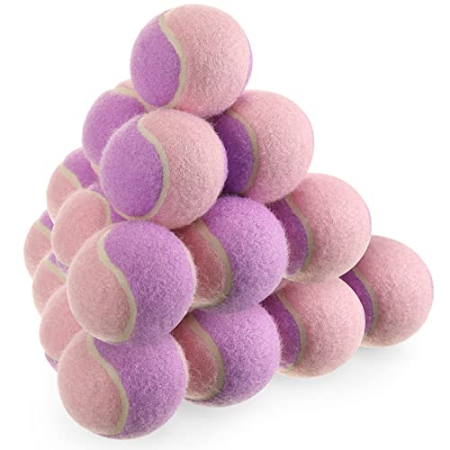 24 Pack Tennis Balls For Kids 75% Low Compression Stage Kids Tennis Ball Bulk For Beginners Ball Machine Training Transition Practicing Pet Dog Playing Practice On Short 36 Foot Court (Pink Purple) #TOP10