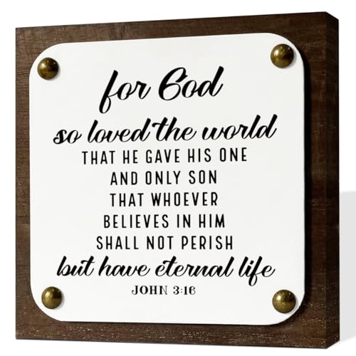 Religious Decor John 3:16 Sign Wooden Box Sign HALUOSI