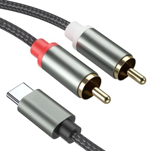 USB C to 2 RCA Audio Cable, RCA Cables Type-C to 2 Male RCA to USB C for i-Pad, Phone, Laptop, Tablet, Galaxy, Pixel, Home Theater, DVD, Amplifier, Speaker, Car Stereo