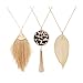 Long Necklace for Women Tassel Pendant Necklace Leaf Necklace Leopard Print Leather Y Shape Lariat Sweater Necklace Set