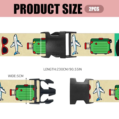 Image of Nuxovilar Luggage Straps Set for Suitcase 1.96x90.5in Polyester