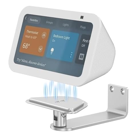 Laivli Wall Mount for Echo Show 5 (3rd Gen), Aluminum Show 5 Stand with Strong Magnetic, Tilt 270 Degrees and Swivel Horizontally for Viewing, Smart Display Stand for Show 5 3rd Generation (Silver) Cover