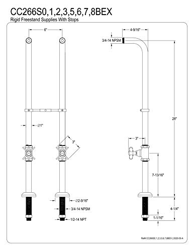 Kingston Brass Cc266S3Bex Freestanding Supply Line Package, Antique Brass #TOP1