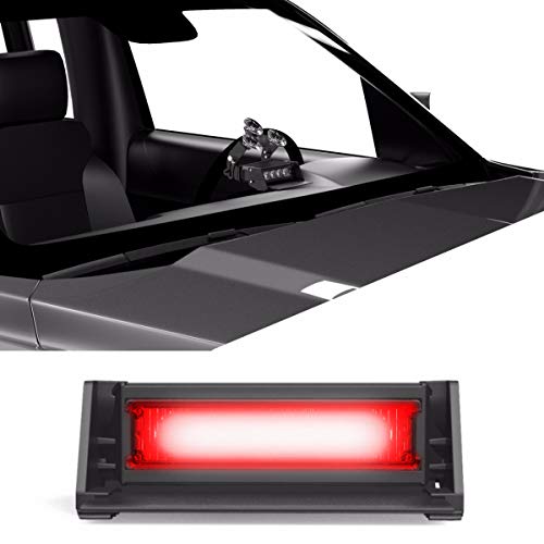 SpeedTech Lights Striker TIR 1 Head High Intensity LED Strobe Deck/Dash Windshield Mount Light Bar for Emergency Vehicles / Hazard Flashing Warning Lights with Cigarette Lighter Plug - Red