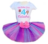 Personalized Oona and Molly Birthday Outfit Tutu Set Purple/Turquoise