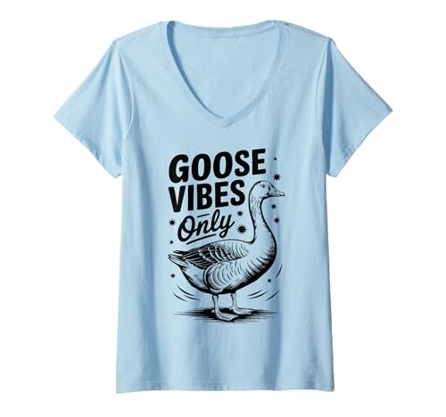 Goose Vibes Only - Funny Bird Animal Lover Retro Maglietta con donna collo a v
