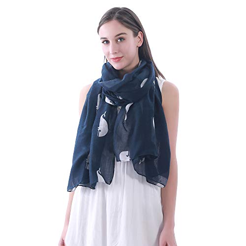 Lina & Lily Ocean Whales Print Women's Scarf Shawl Wrap Lightweight2