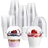 JOLLY CHEF 200 Sets 9 oz Clear Plastic Cups with Dome Lids, and Paper Lid Liners, Plastic Dessert Cups with lids for Parfait, Ice Cream, Snacks, Fruit, Pudding
