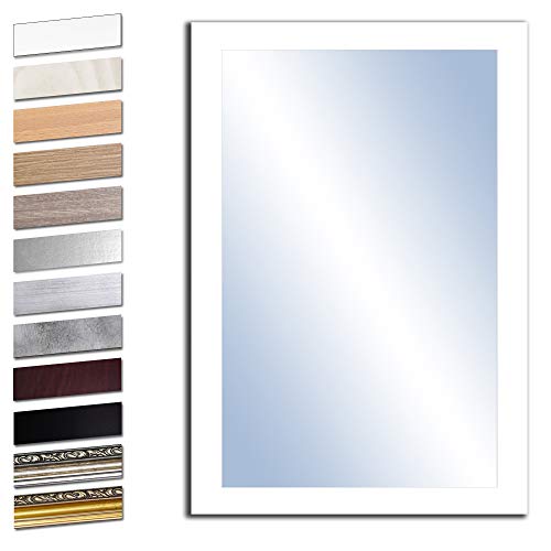 Bilderdepot24 SUA-6071 V-III Miroir mural en bois avec verre véritable Blanc 70 x 50 cm