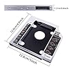YAODHAOD Boitier Disque Dur 2.5'' 3,5" HDD SSD，Deuxième SSD pour Ordinateur Portable Caddie kit de Montage 12.7mm 9.5mm，Adaptateur SATA 3.0 pour Disque Dur CD/DVD-ROM(9.5mm Aluminium)