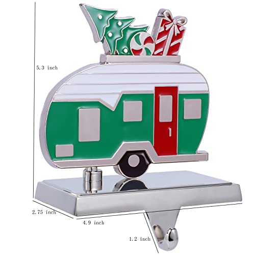 Green Trailer Christmas Stocking Holders For Mantle,Truck Stocking Hanger For Fireplace,Christmas Mantel Clip Hanger For Stocking/Garland,Metal Stocking Hooks For Xmas Decor (Trailer) #TOP1