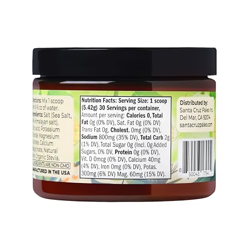 Image of Santa Cruz Paleo Electrolyte Powder, Honeydew Melon Flavor, Sugar Free Hydration Drink Mix with Himalayan Pink Salt, Sea Salt, Magnesium Glycinate, Potassium Chloride, Sweetened with Stevia, 30 Srvgs