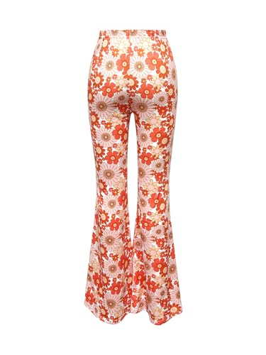 Image of OYOANGLE Girl's Boho Floral Print Elastic Waist Flared Leg Pants Casual Bell Bottom Trousers