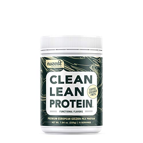 Nuzest Clean Lean Protein Functionals - Premium Vegan Protein Powder, European Golden Pea Protein, Dairy Free, Gluten Free, GMO Free, Naturally Sweetened, Coffee Coconut & MCTs, 9 Servings, 7.9 Ounce