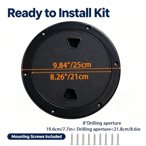 BROYEUR 2 Pcs Boat Hatch,8 Inch Black Circular Non Slip Inspection Hatch Deck Plate Hatch, with Detachable Coverfor Marine Boat Yacht (8”Black-2PCS) by BROYEUR - Used condition - Image 5