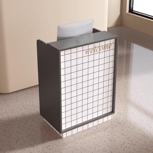 Mostrador de caja registradora pequeña, mesa de recepción moderna for salón, barbería, tienda de ropa, recepción de oficina(T,70x50x110cm)
