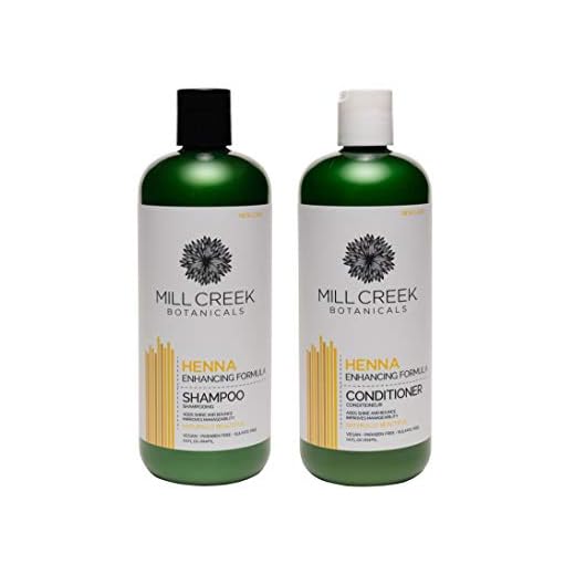 Mill Creek Henna Shampoo and Conditioner Bundle, 14 oz each