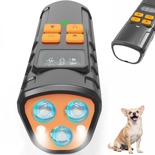 Dog Bark Deterrent - 2025 Triple Anti Bark Device Ultrasonic Strobe light Hybrid with 2 Modes, 6 IN 1 Humane Trainer, LCD Display, 50ft Range for Indoor Outdoor, Instantly Stop Neighbor's Dog Barking