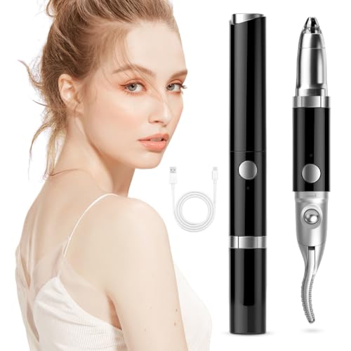 Rizador de pestañas 2 en 1 con calefacción, herramienta eléctrica para rizar pestañas, rizador de pestañas con 3 modos de temperatura, moldeador de pestañas calentable para todas las pestañas (negro)