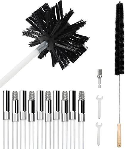 30 Feet Dryer Vent Cleaner Kit,Dryer Lint Brush,Reusable Strong Nylon Flexible Lint Brush with Drill Attachment and Wrench for Faster Cleaning Clothes Dryer Lint Vent Trap Cleaner Brush