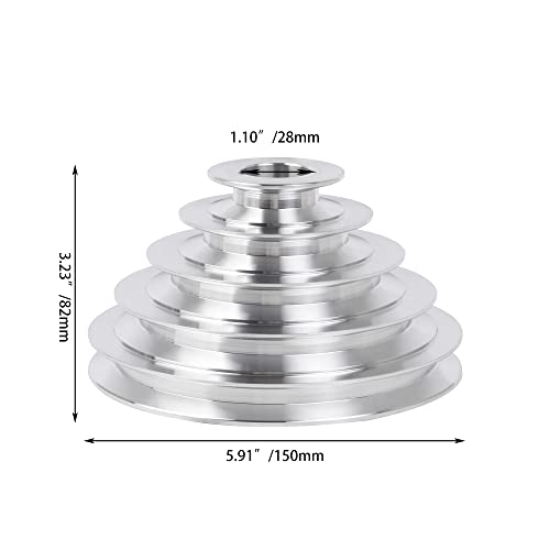28mm Bohrung 54mm-150mm Außendurchmesser Aluminium 5 Schlitz A Typ V-förmige Pagode Riemenscheibe 5 Schritt Riemenscheibe Gürtel 12,7 mm Gurtbreite