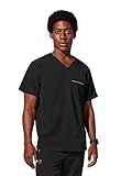 Healing Hands Men's Scrub Top Steven Top with 3 Pockets, Moisture Wicking, 360° Stretch & Recycled Fibers - 2382, XL, Black