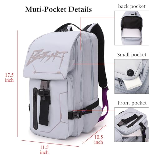 BESMART Hiking Outdoor Travel Backpack with Design, Water-Resistant Laptop Daypack Book Bag with Multi-Layer for Men & Woman (Light Grayish Blue)4