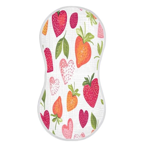 Strawberries and Hearts Burp Cloths Cotton Baby Washcloths,Large 22x11in Burping Cloth Absorbent and Soft for Newborn Baby Boys and Girls,1 Pack