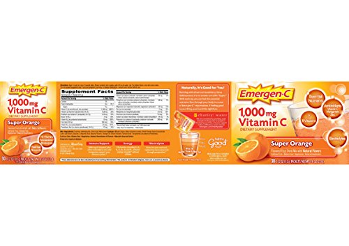 Emergen-C Vitamin C Fizzy Drink Mix Super Orange - 1000 Mg - 0.32 Ounce Each, 30 Count (Pack Of 1) #TOP1