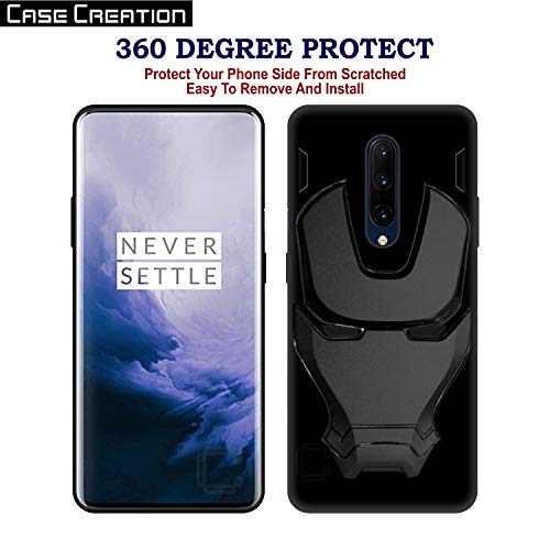 Image of COVERLY Official 3D Touch Feel Trending Avengers Logo Mask Soft Rugged Grip Silicone Iron Man Super Power Cartoon Movie Engraved Silicone Matte Back Cover for Oneplus 7 Pro -Black