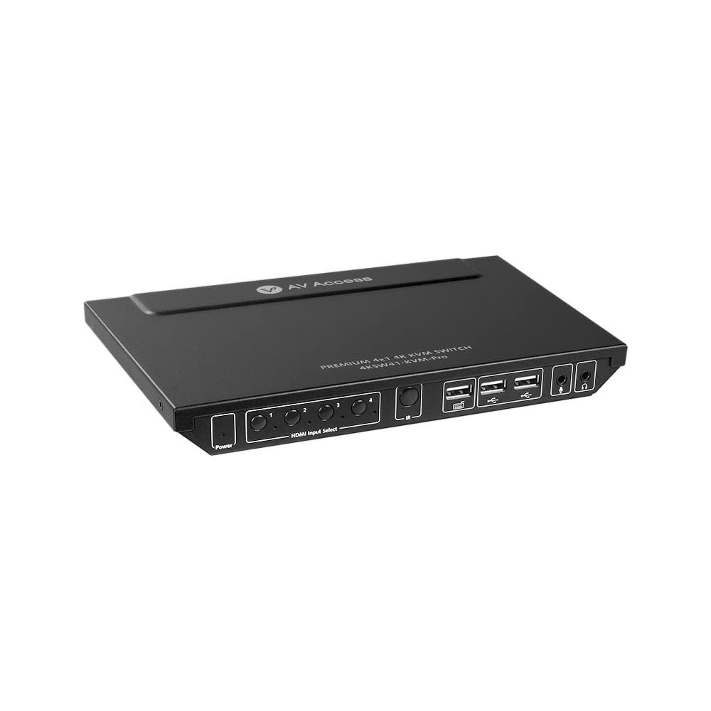 AV Access KVM Switch for 4 Computers 1 Monitor, 4K@60Hz HDMI KVM Switch with Hotkey Switch, Button Switch, Remote Switch