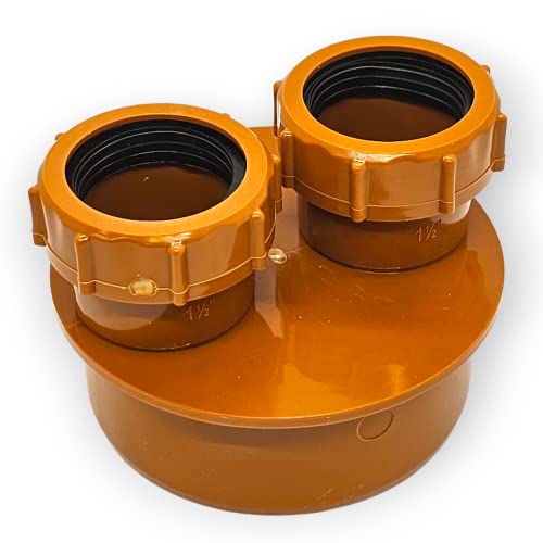 Image of Duraplast UK™ Waste Pipe Adaptor 110mm x 40mm & 40mm Double Equal for Underground Drainage Pipe | For Solvent & Pushfit Pipe