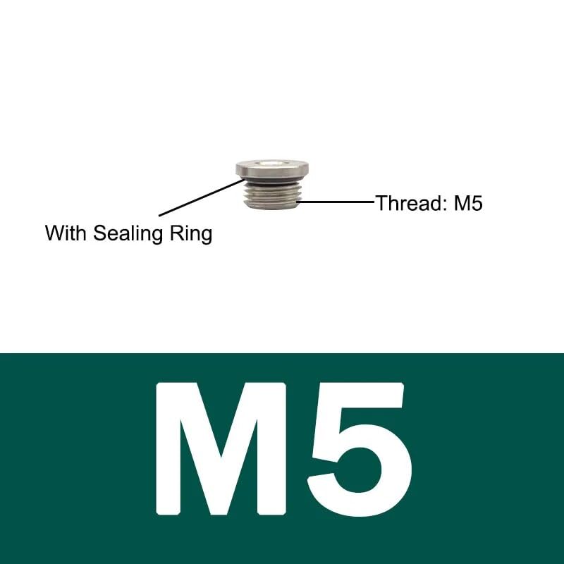 10Pcs/Set Copper Sealing Ring Hex Head End Cap Plug M5 1/8 1/4 3/8 1/2 Male Thread Pneumatic Components Fitting Connector Adapter (Style : M5, Size : 10Pcs)