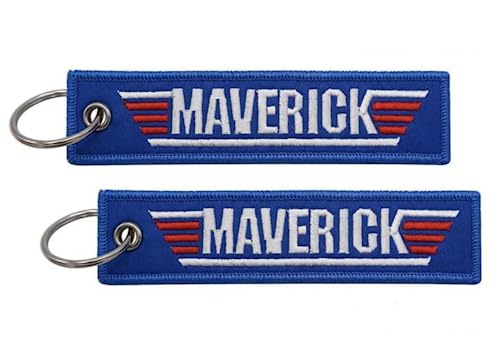 Maverick Top Navy Pilot Fighter Plane Air Force Embroidered Keychain Key Tag Chain Fob Ring