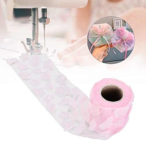 Flowers Tulle Rolls Printed Mesh Fabric Supplies Tulle Daisy Flower Sewing Crafting Fabric Gift Ribbon Mesh Lace Rolls(Pink) #TOP5
