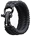 The Friendly Swede Trilobite Extra Beefy 550 lb Paracord Survival Bracelet with Stainless Steel Black Bow Shackle, Available in 3 Adjustable Sizes (Black, fits 8.5"-9.8" wrists)